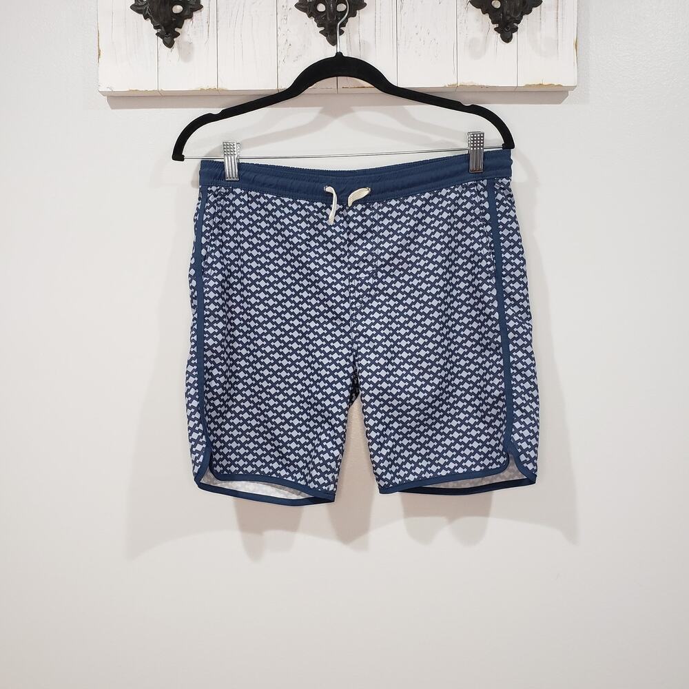 Fair Harbor Anchor Geo Print Swim Trunks Boys XL Blue Water Repellent